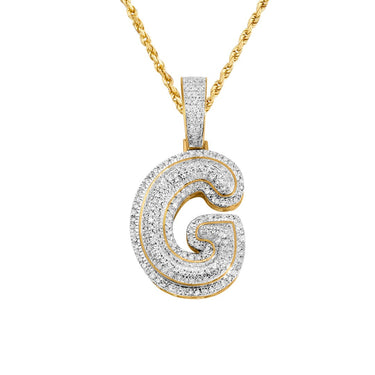 yellow Diamond Letter G Pendant in 10k Yellow Gold 0.36 ctw